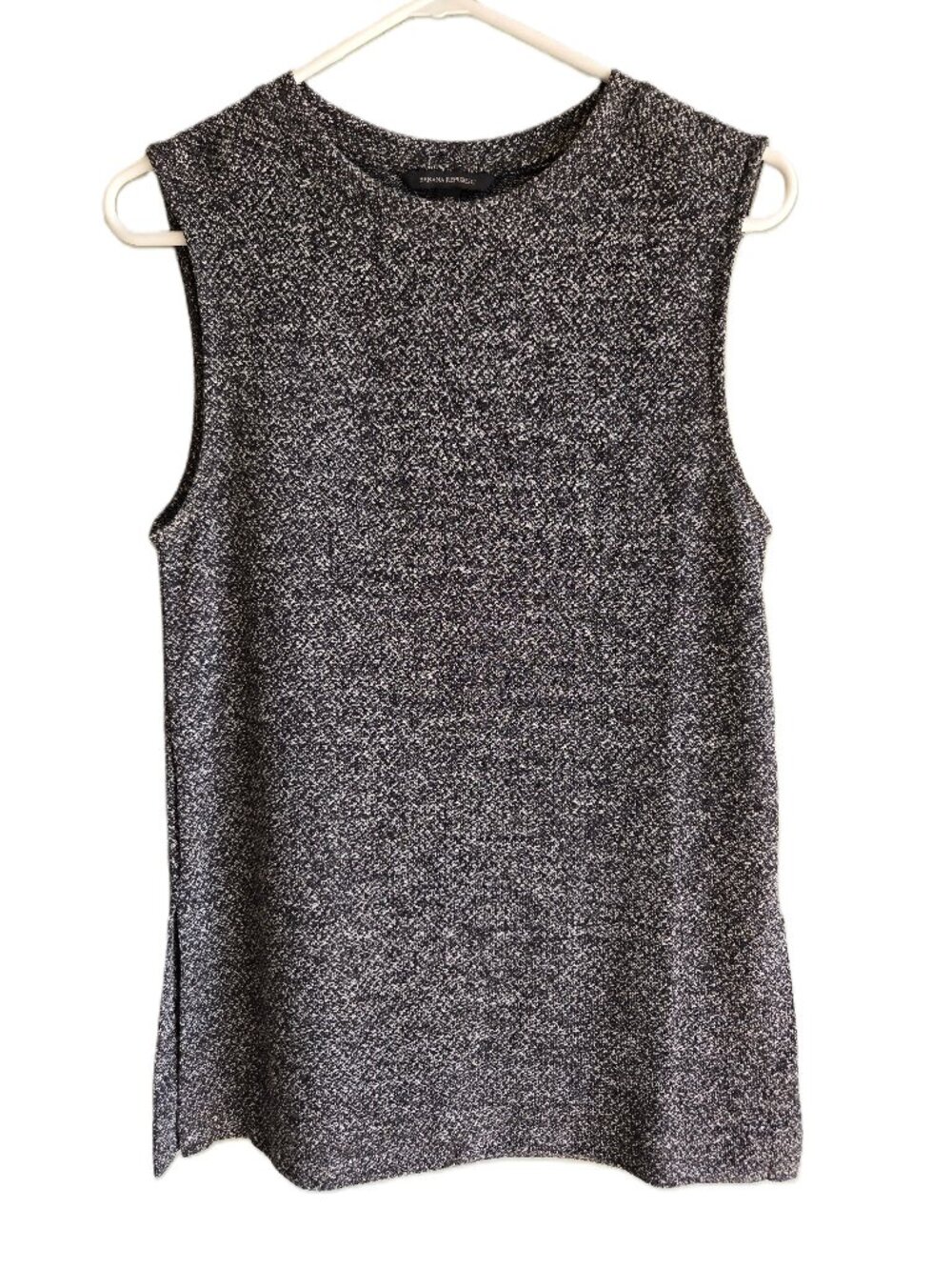 BANANA REPUBLIC Preppy Gray & White Tweed-Look Scoop Neck Tank Top, Women's XS